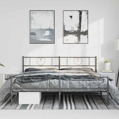 Bedframe met hoofd- en voeteneinde metaal zwart 193x203 cm Bedframe met hoofd- en voeteneinde metaal zwart 193x203 cm