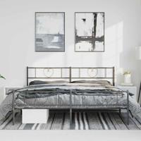 Bedframe met hoofd- en voeteneinde metaal zwart 193x203 cm - thumbnail