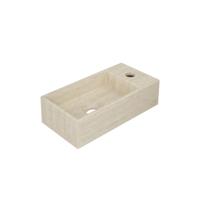 Fontein INK Versus 36x18x9cm Hardsteen Rechts Met Kraangat Mat Travertin - thumbnail