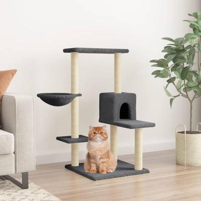 VidaXL Kattenmeubel met sisal krabpalen 95 cm donkergrijs VidaXL Kattenmeubel met sisal krabpalen 95 cm donkergrijs