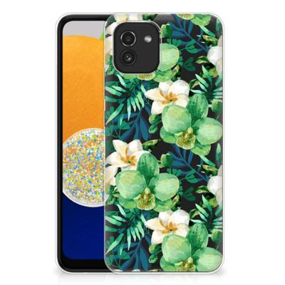 Samsung Galaxy A03 | TPU Case | Orchidee Groen Samsung Galaxy A03 | TPU Case | Orchidee Groen