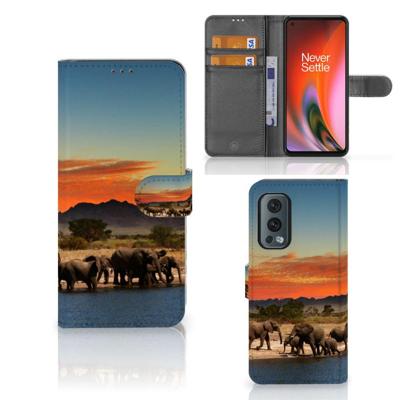 OnePlus Nord 2 5G | Telefoonhoesje | Met pasjeshouder | Olifanten