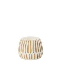 J-Line bloempot Ying - hout - wit - small - Ø 15 cm - thumbnail