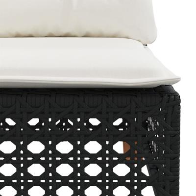 8-delige Loungeset met kussens poly rattan zwart - thumbnail