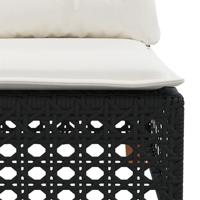 10-delige Loungeset met kussens poly rattan zwart - thumbnail