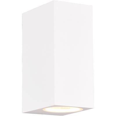 LED Tuinverlichting - Wandlamp Buitenlamp - Trion Royina Up and Down - GU10 Fitting - Spatwaterdicht IP44 - Rechthoek - Mat Wit - Aluminium