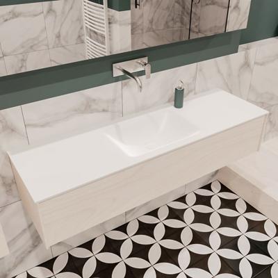 Mondiaz Lush Cloud badmeubel underlayment 150 cm 1 lade solid surface enkele spoelbak midden zonder kraangat