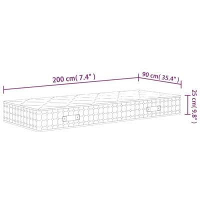 Pocketveringmatras middelhard-hard 90x200 cm