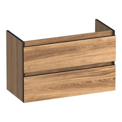 Brauer Joy Edge - Onderkast Ondiep - 80 cm - met 2 Softclose Lades Greeploos en 1 Sifon Uitsparing - Honey