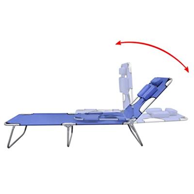 Ligbed inklapbaar met hoofdkussen gepoedercoat staal blauw - thumbnail