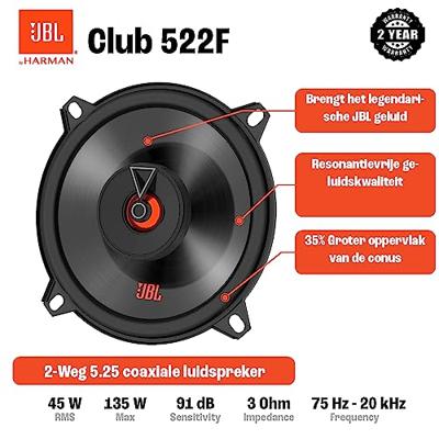 JBL Club 522F 2-weg coaxiale inbouwluidspreker 135 W Inhoud: 2 stuk(s)