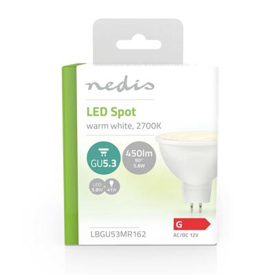 LED-Lamp GU5.3 | Spot | 5.8 W | 450 lm | 2700 K | Warm Wit | Doorzichtig | Aantal lampen in verpakking: 1 Stuks LED-Lamp GU5.3 | Spot | 5.8 W | 450 lm | 2700 K | Warm Wit | Doorzichtig | Aantal lampen in verpakking: 1 Stuks