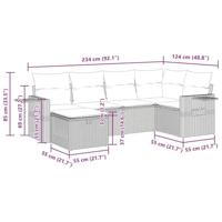 6-delige Loungeset met kussens poly rattan bruin - thumbnail
