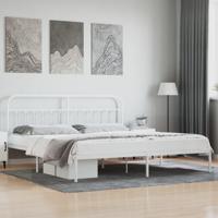 Bedframe met hoofdbord metaal wit 200x200 cm - thumbnail