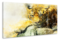 Schilderij - Tijger aquarel (print op canvas), 2 maten, Premium print - thumbnail