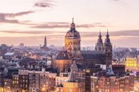 Schilderij - Amsterdam, het centrum, Multikleur , 2 maten ,print op canvas, premium print - thumbnail