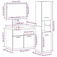 Badkamermeubelset met plank met opslag 4 pcs Bruin Bewerkt hout - thumbnail