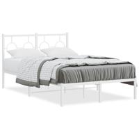 Bedframe met hoofdbord metaal wit 120x200 cm - thumbnail