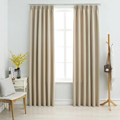 VidaXL Gordijnen verduisterend met haken 2 st 140x245 cm beige VidaXL Gordijnen verduisterend met haken 2 st 140x245 cm beige