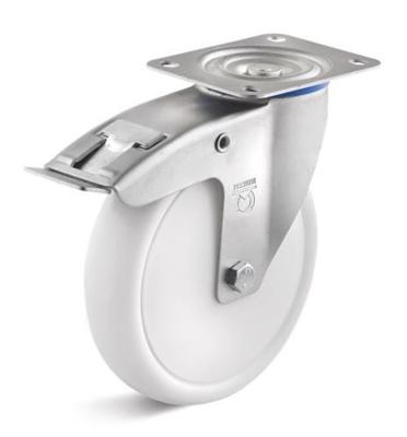 Torwegge Zwenkwiel m/rem polypropyleen ø125 kunststof