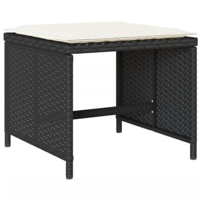 11-delige Tuinset met kussens poly rattan zwart - thumbnail