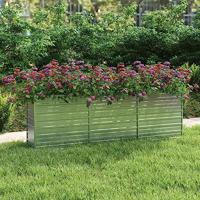 VidaXL Plantenbak verhoogd 240x40x77 cm gegalvaniseerd staal zilver - thumbnail