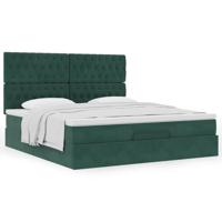 Ottoman bed met matrassen 180x200cm fluweel donkergroen - thumbnail