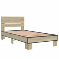 Bedframe bewerkt hout en metaal sonoma eikenkleurig 90x190 cm - thumbnail