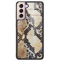 Samsung Galaxy S21 glazen hardcase - Golden snake - thumbnail