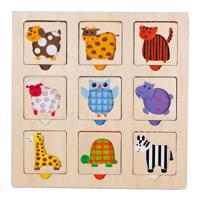 Inlegpuzzel hout zoek het dier 9pc - thumbnail