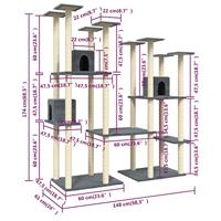 VidaXL Kattenmeubel met sisal krabpalen 174 cm donkergrijs - thumbnail