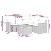 6-delige Loungeset met kussens poly rattan zwart - thumbnail