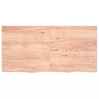 Tafelblad 120x60x(2-4)cm behandeld massief eikenhout lichtbruin - thumbnail