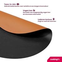 Cookinglife Placemats - Dubbelzijdig - Vegan leer - Cognac / Zwart ø 38 cm - 6 Stuks - thumbnail