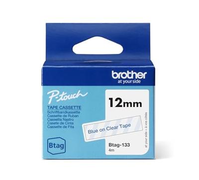 Brother BTAG-133 labelprinter-tape Blauw op transparant Brother BTAG-133 labelprinter-tape Blauw op transparant