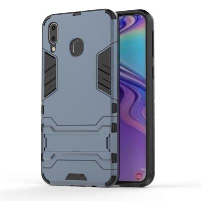 Schokbestendige PC + TPU Case voor Galaxy M20 met houder (marineblauw)