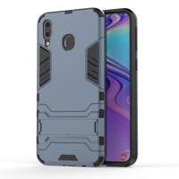 Schokbestendige PC + TPU Case voor Galaxy M20 met houder (marineblauw) - thumbnail