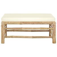 Voetenbank met crèmewit kussen bamboe - thumbnail