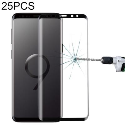 25 stuks voor Galaxy S9 9H oppervlakte hardheid 3D gebogen rand anti-kras Full Screen HD gehard glas screen protector (zwart)