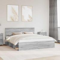Bedframe met hoofdeinde Grijs Sonoma 200 x 200 cm Bewerkt hout - thumbnail