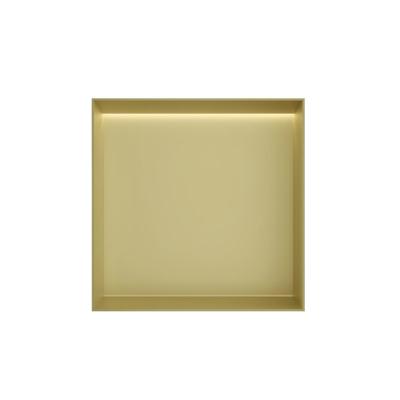 Hotbath &More Inbouwnis - 30 x 30 x 10 cm - Frameless - met LED-verlichting - Geborsteld Messing PVD
