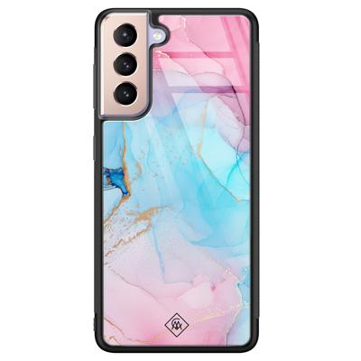 Samsung Galaxy S21 glazen hardcase - Marble colorbomb