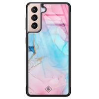 Samsung Galaxy S21 glazen hardcase - Marble colorbomb - thumbnail