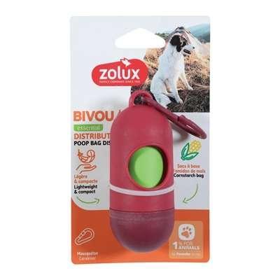 Zolux bvk poepzakhouder + 15 poepzakjes rood Zolux bvk poepzakhouder + 15 poepzakjes rood