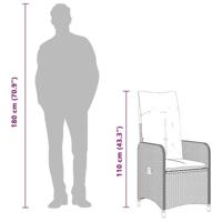 3-delige Bistroset met kussens poly rattan bruin - thumbnail