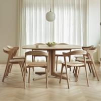 Ethnicraft Vierkante Eettafel 'Corto' Geolied Eikenhout, 150 x 150cm, kleur Naturel - thumbnail