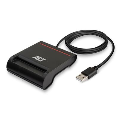 ACT externe usb 2.0 smartcard eid kaartlezer, zwart - thumbnail