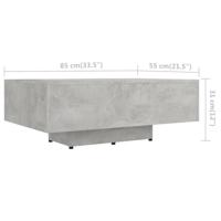 Salontafel 85x55x31 cm spaanplaat betongrijs - thumbnail