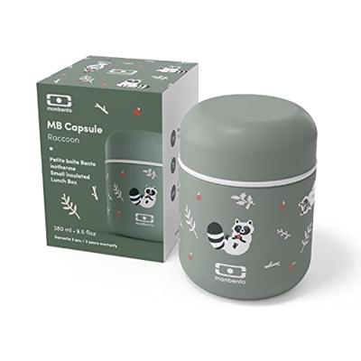 Kleine geïsoleerde lunchbox - MONBENTO - Luchtdichte lunchbox - Houdt eten tot 5 uur warm/vers - MB Capsule Raccoon