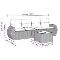 5-delige Loungeset met kussens poly rattan bruin - thumbnail